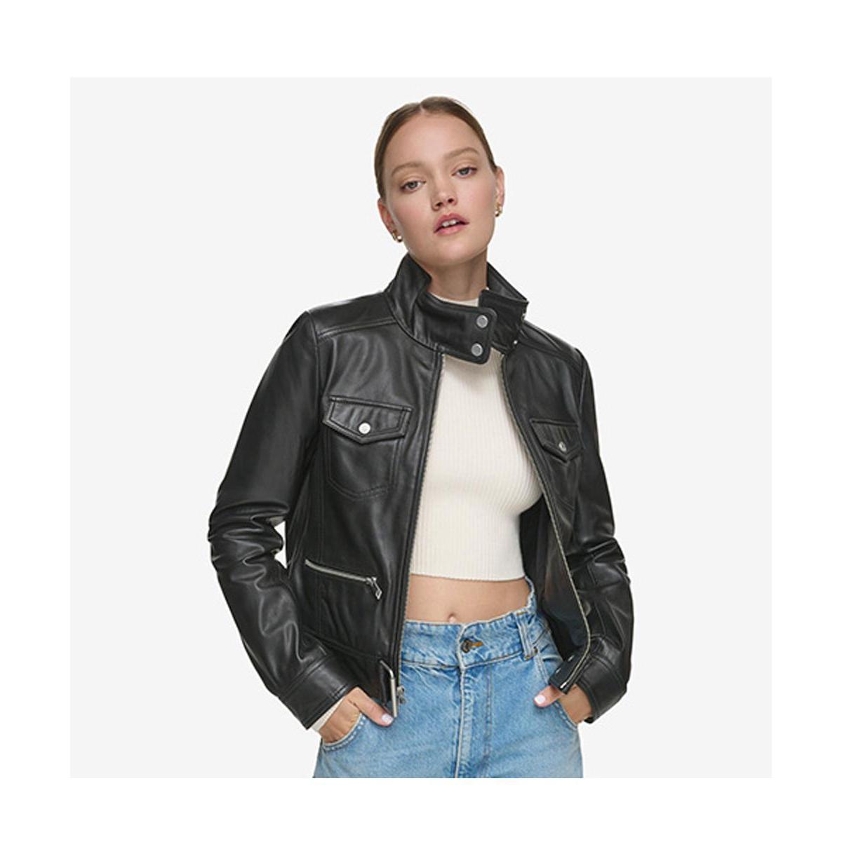 Womens Vicki Light Smooth Lamb Leather Jacket Product Image