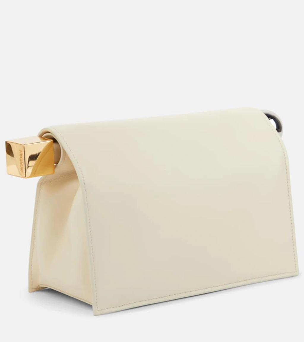 JACQUEMUS La Petite Pochette Rond Leather Clutch In White Product Image