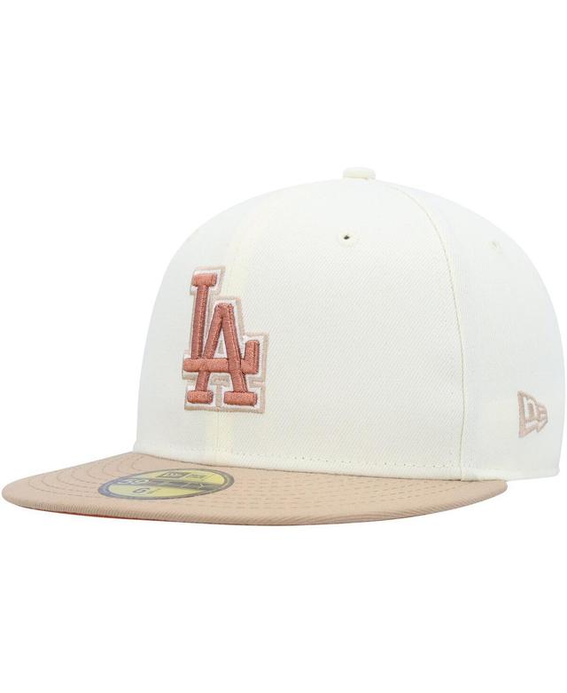 Mens New Era Cream Los Angeles Dodgers Chrome Camel Rust Undervisor 59FIFTY Fitted Hat Product Image