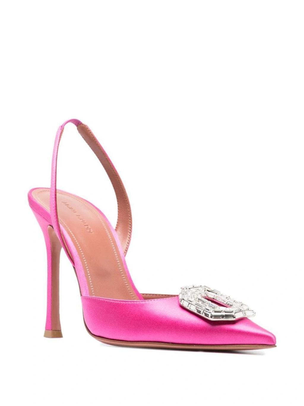 Camelia Crystal-embellished Satin Slingback Pumps In Pink Product Image