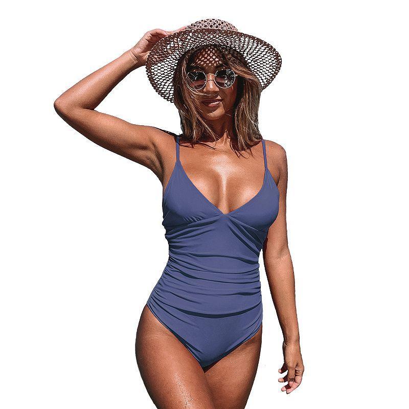 Womens CUPSHE Blue One-Piece Swimsuit Product Image