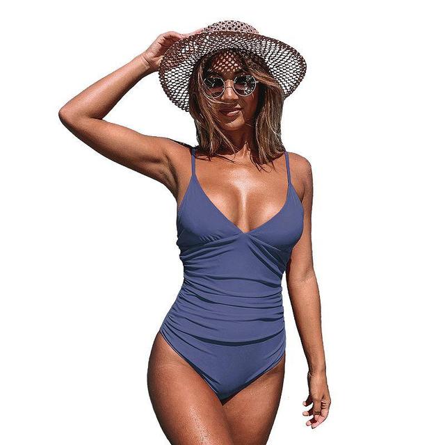 Cupshe Womens Bright Day Shirring One Piece Swimsuit Product Image