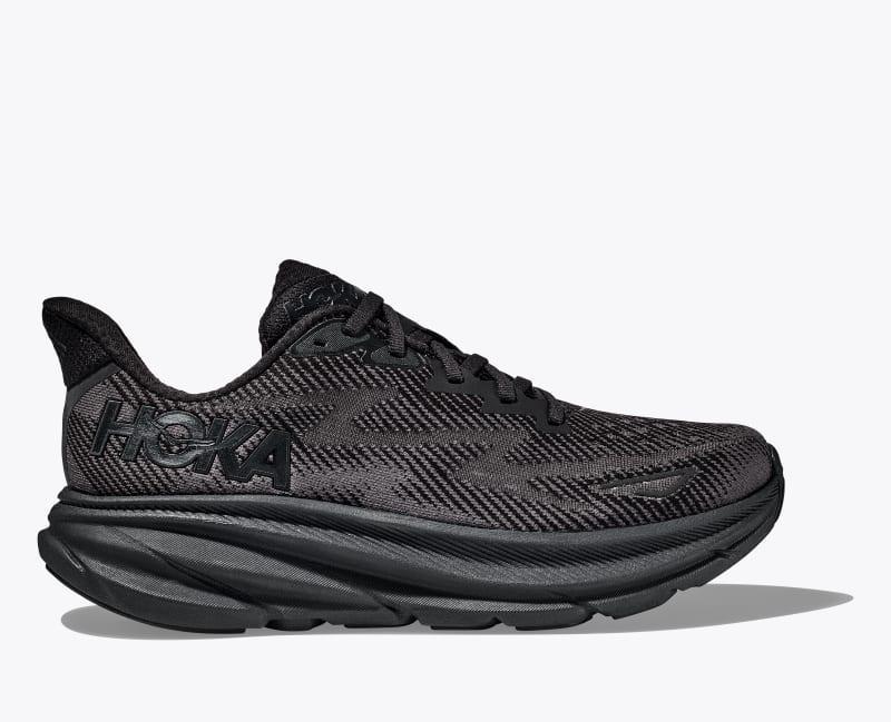 HOKA Womens Clifton 9 Shoes in Black/Black, Size 7 Product Image