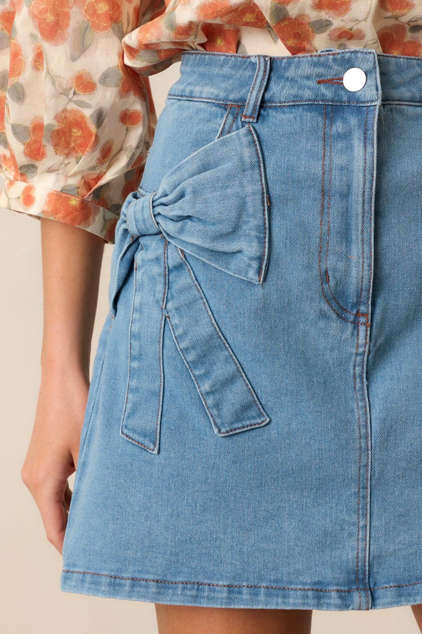 Feel The Rush Light Wash Denim Mini Skirt Product Image