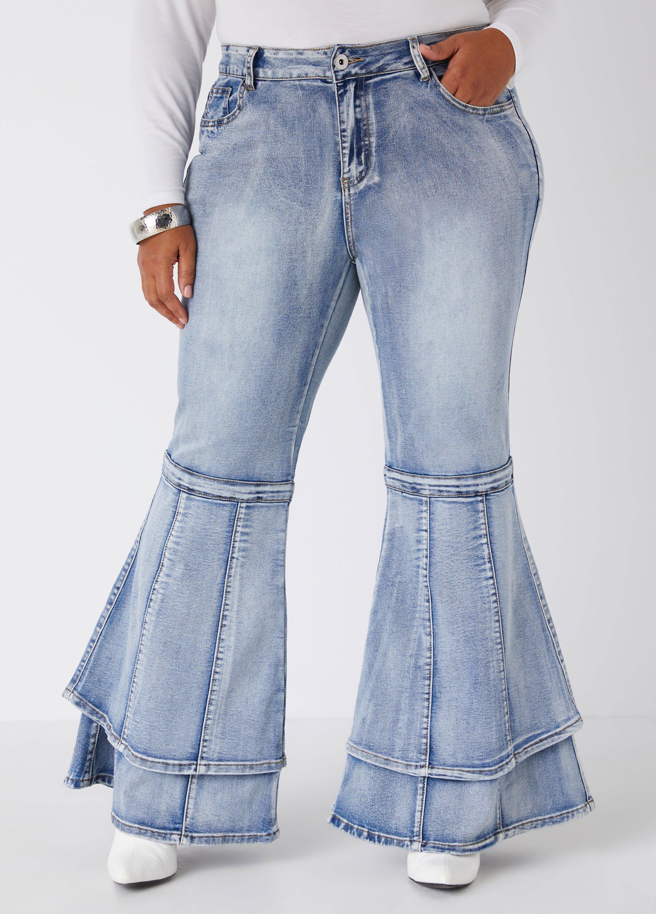 Tiered Bell Bottom Jeans Product Image