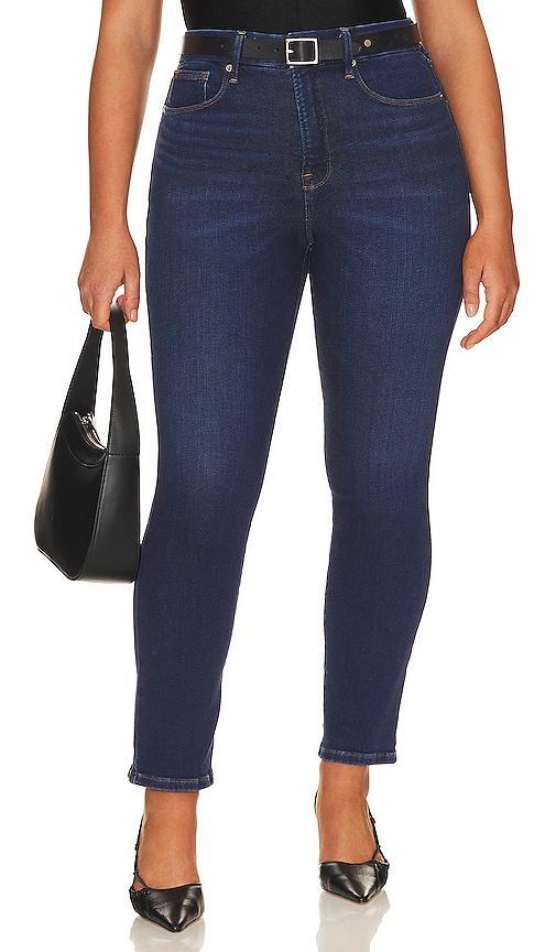 Womens Soft-Tech Good Classic Slim Straight Jeans | Indigo, Size 26 Plus | Good American by Khlo Kardashian Product Image