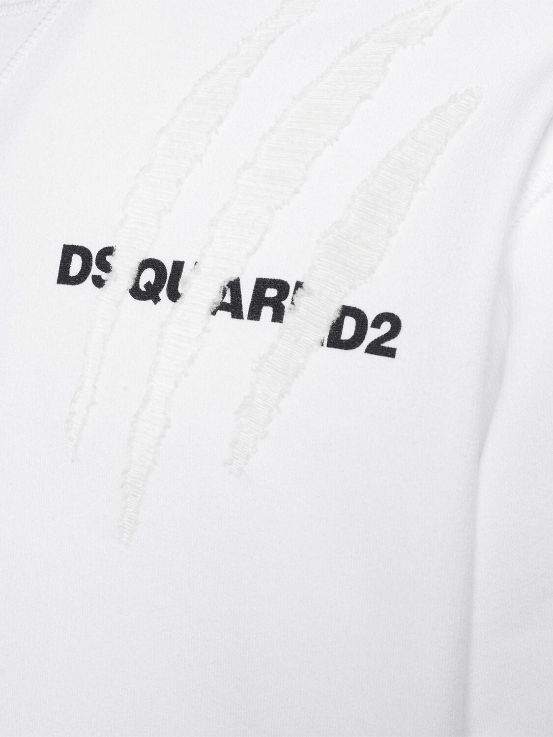 DSQUARED2 Cool Fit Cotton Crewneck Sweatshirt In White Product Image