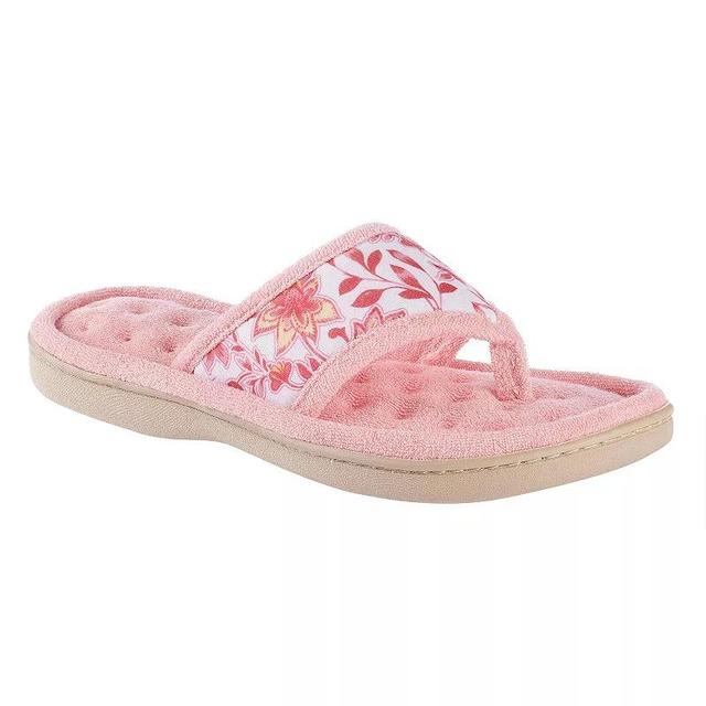 Isotoner Womens Georgie Embroidered Thong Slippers - Vibrant Pink M Product Image