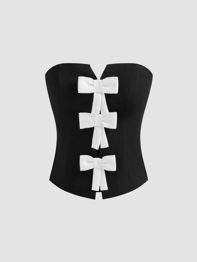 Solid Bowknot Cut Out Tube Top Product Image