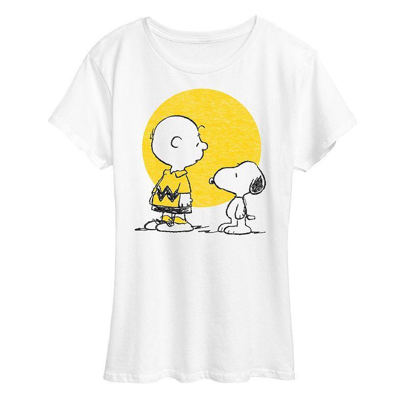 Womens Peanuts Charlie Brown & Snoopy Hearts Graphic Tee, Girls Product Image