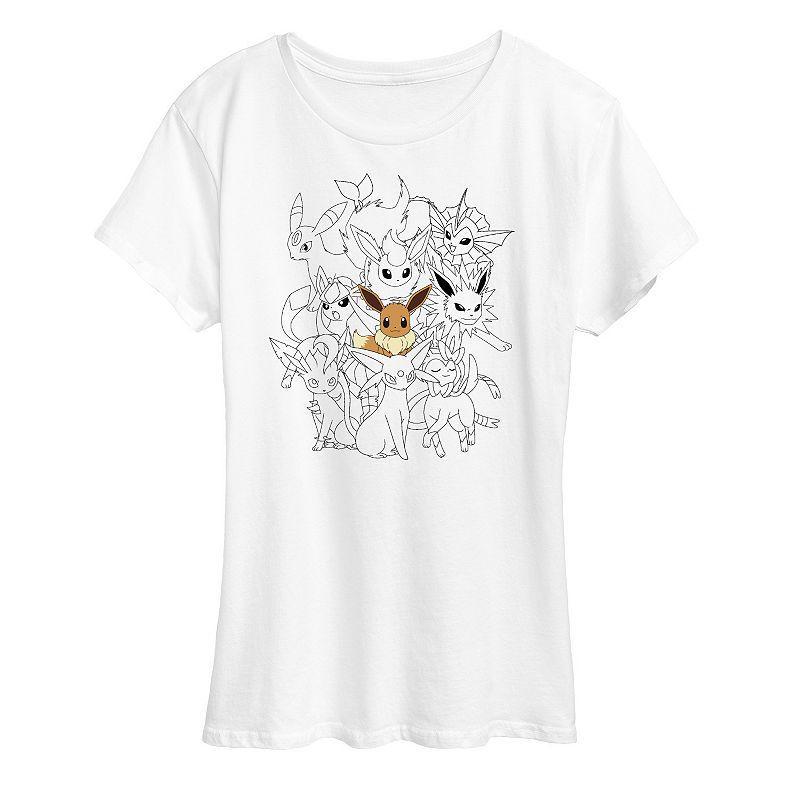 Womens Pokemon Eevee Group Graphic Tee, Girls Grey Gray Product Image