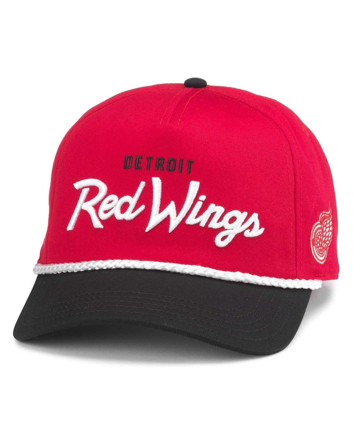 American Needle Mens Red Detroit Red Wings Roscoe Washed Twill Adjustable Hat - Red, Black Product Image