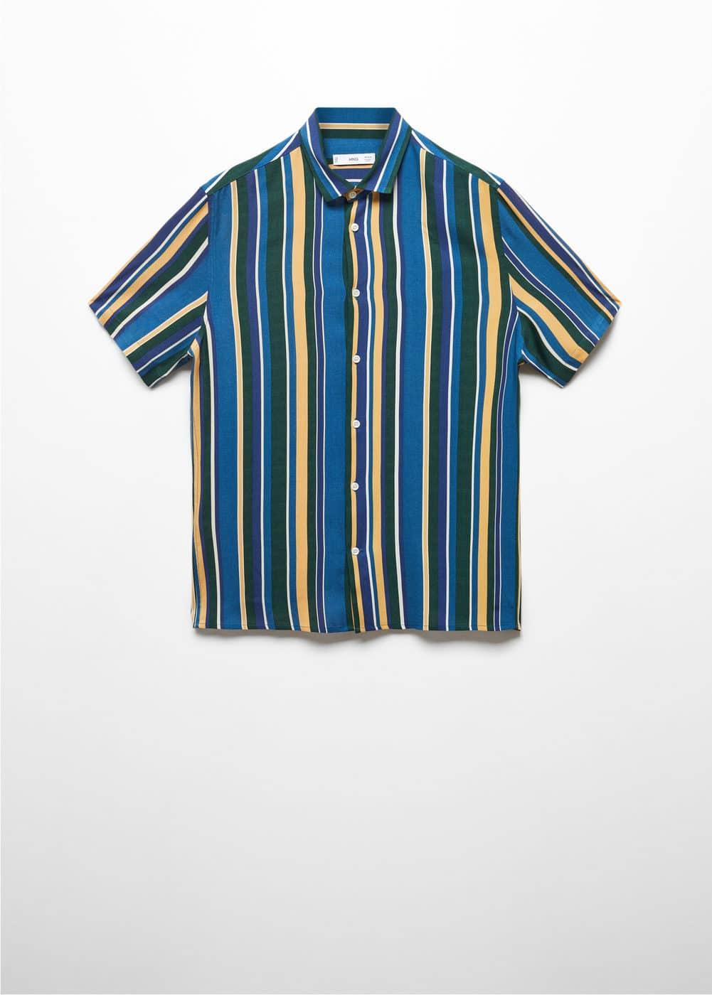 MANGO MAN - Short sleeve striped shirt blueMen Product Image