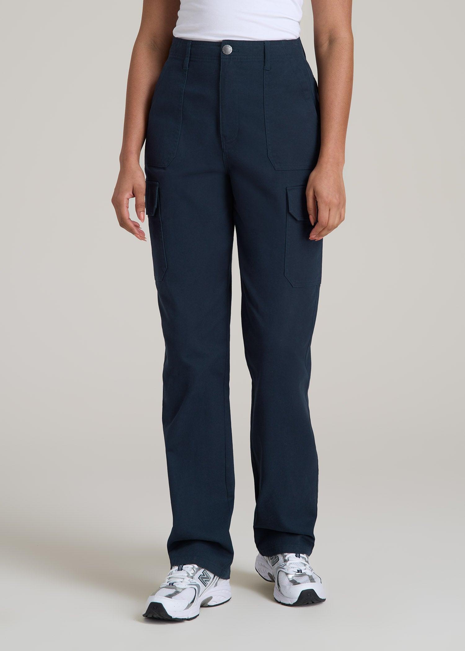 Straight Leg Cargo Chino Pants for Tall Women in Navy Product Image