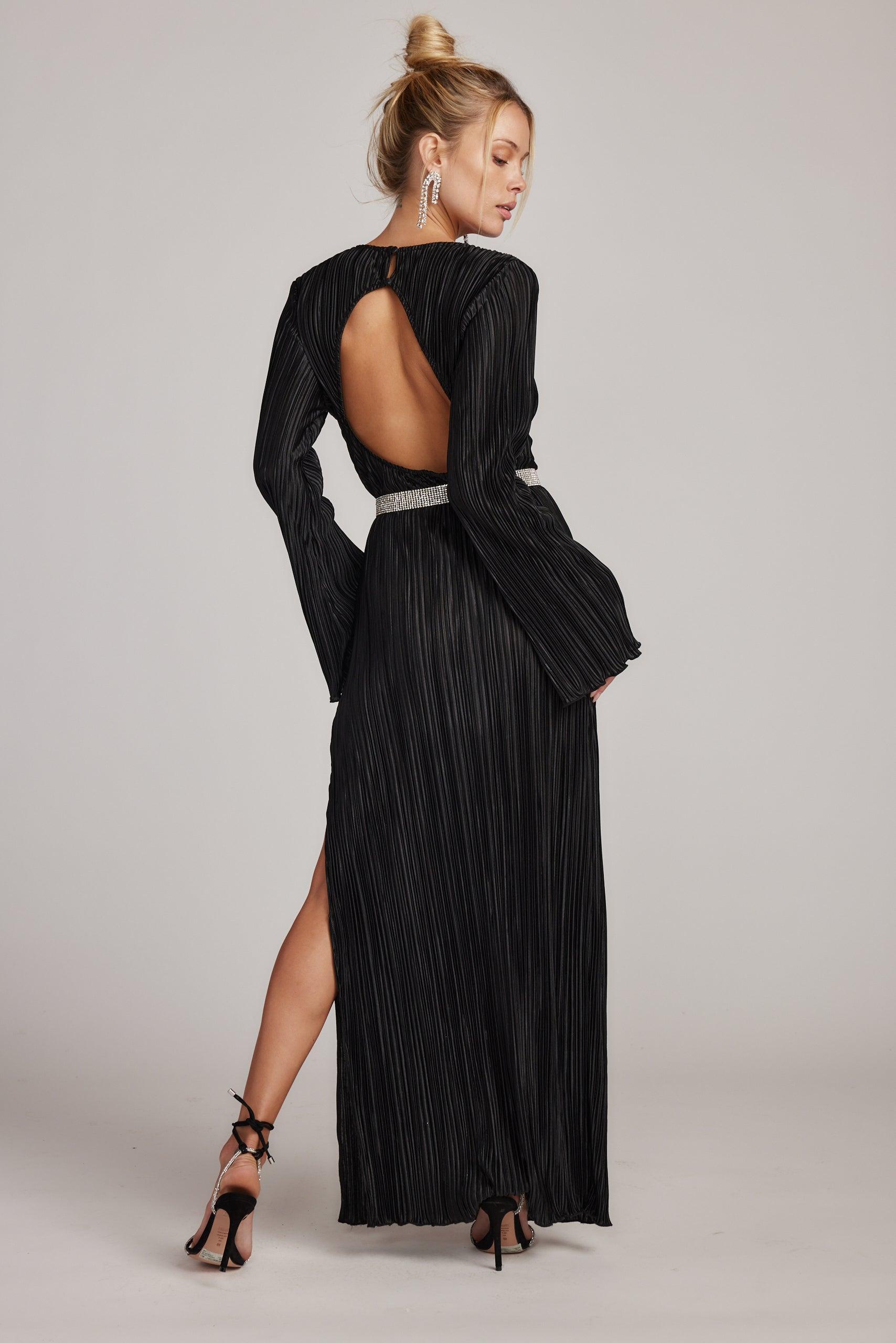 Tate Black Plisse Maxi Dress Product Image