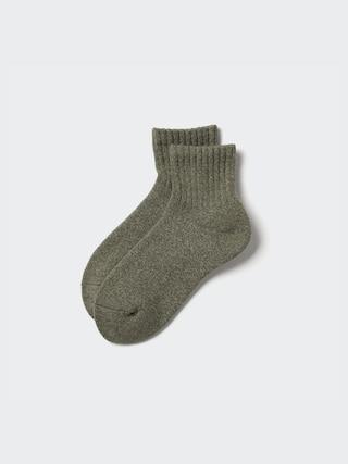 Mens Heattech Pile-Lined Half Socks Green US8-US11 UNIQLO US Product Image