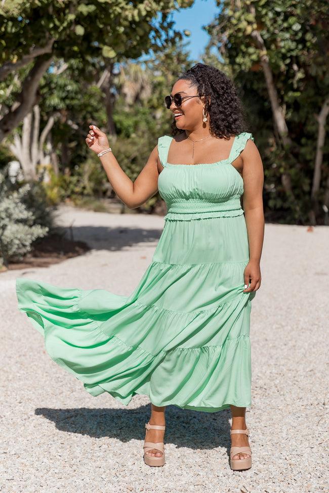 Living A Dream Green Woven Maxi Dress Product Image