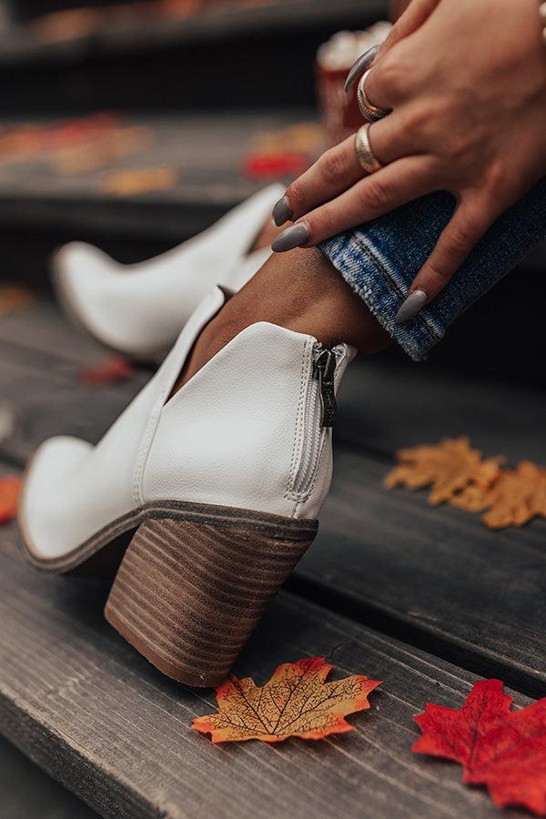 The Jackson Faux Leather Bootie In White Product Image