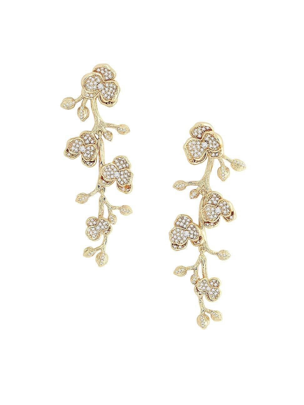 Womens Orchid 18K Gold-Plated & Cubic Zirconia Drop Earrings Product Image