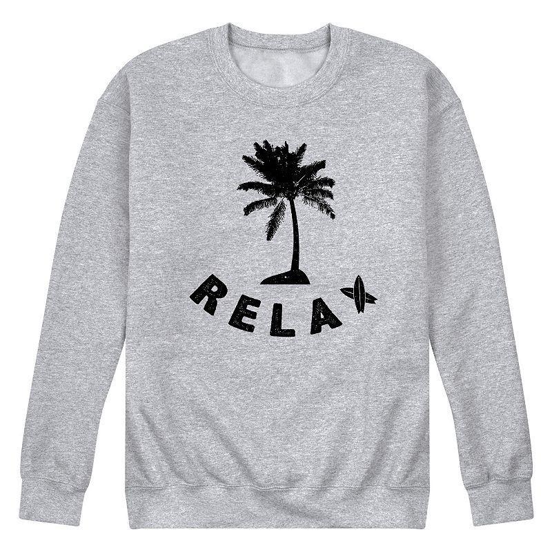 Mens Relax Palm Tree Graphic Fleece Sweatshirt Product Image