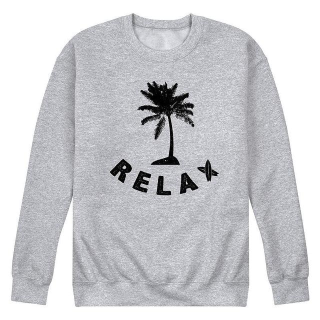 Mens Relax Palm Tree Graphic Fleece Sweatshirt Product Image