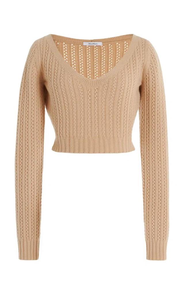 MAX MARA Ifrem Wool-cashmere Top In Beige Product Image