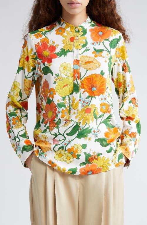 Womens Floral Half-Button Shirt Product Image