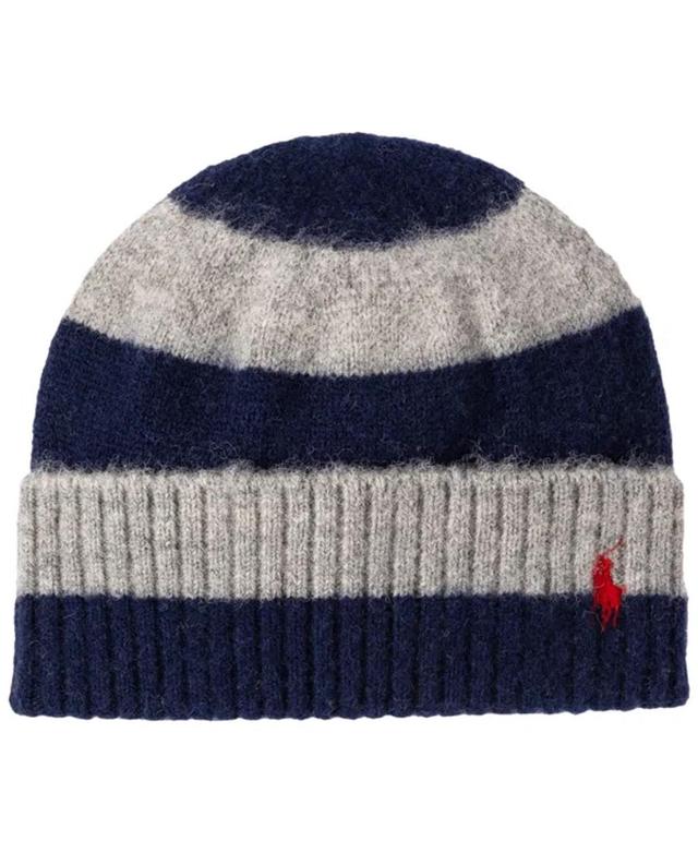 POLO RALPH LAUREN Men's Brushed Stripe Beanie In Navy,grey Product Image