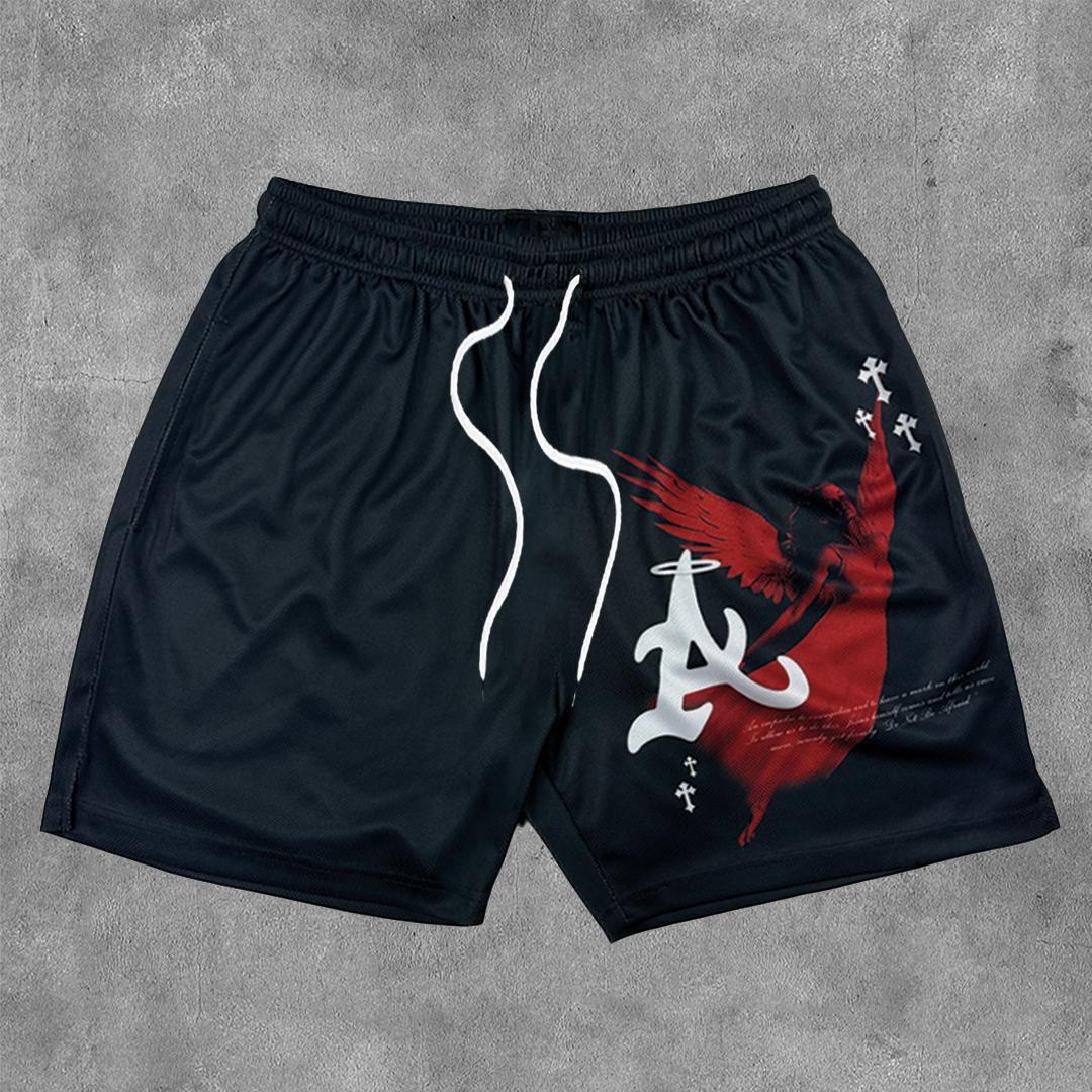 Cross Angel Faith Print Mesh Shorts Product Image