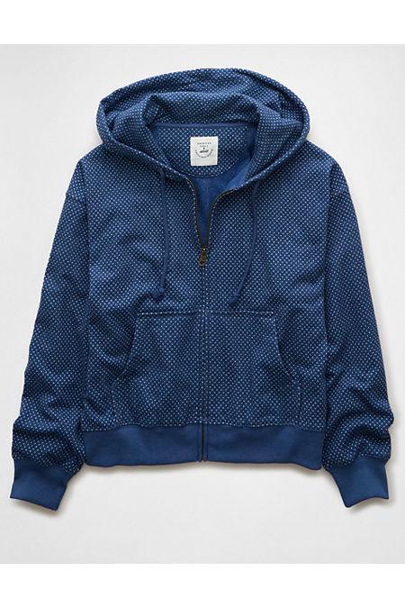 AE x Aerie Match Made In Denim Zip-Up Hoodie Women's Product Image