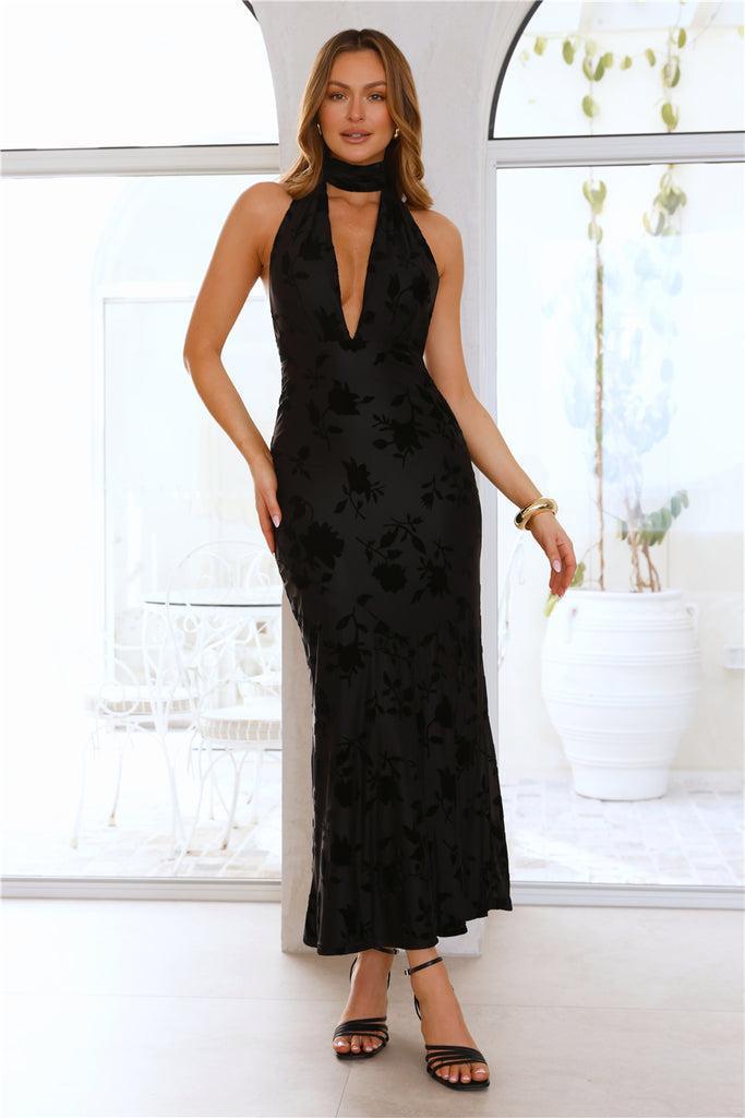 Shallow Love Halter Maxi Dress Black Product Image