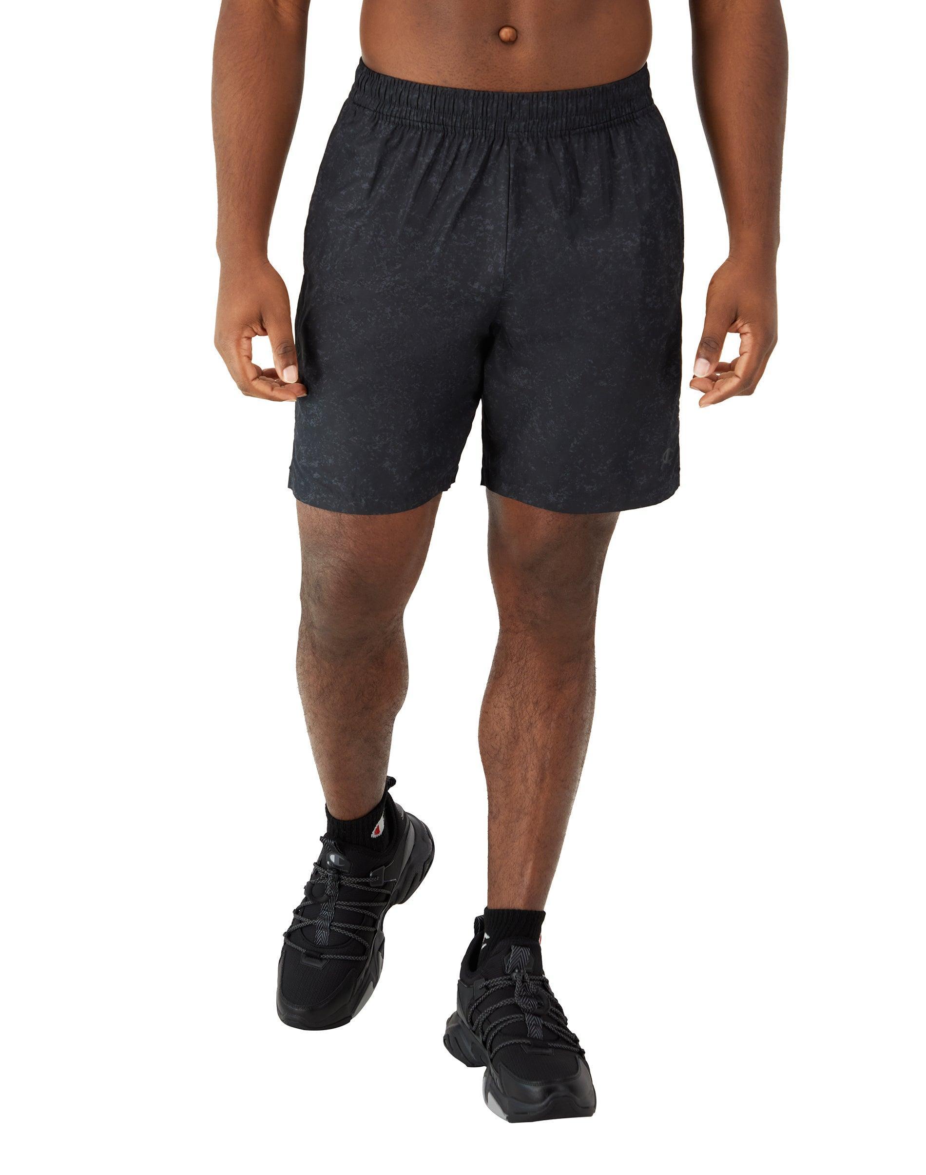 Mens Champion Woven Sport Shorts, Moisture Wicking, Allover Print, 7 Rock Texture Black 2XL Product Image