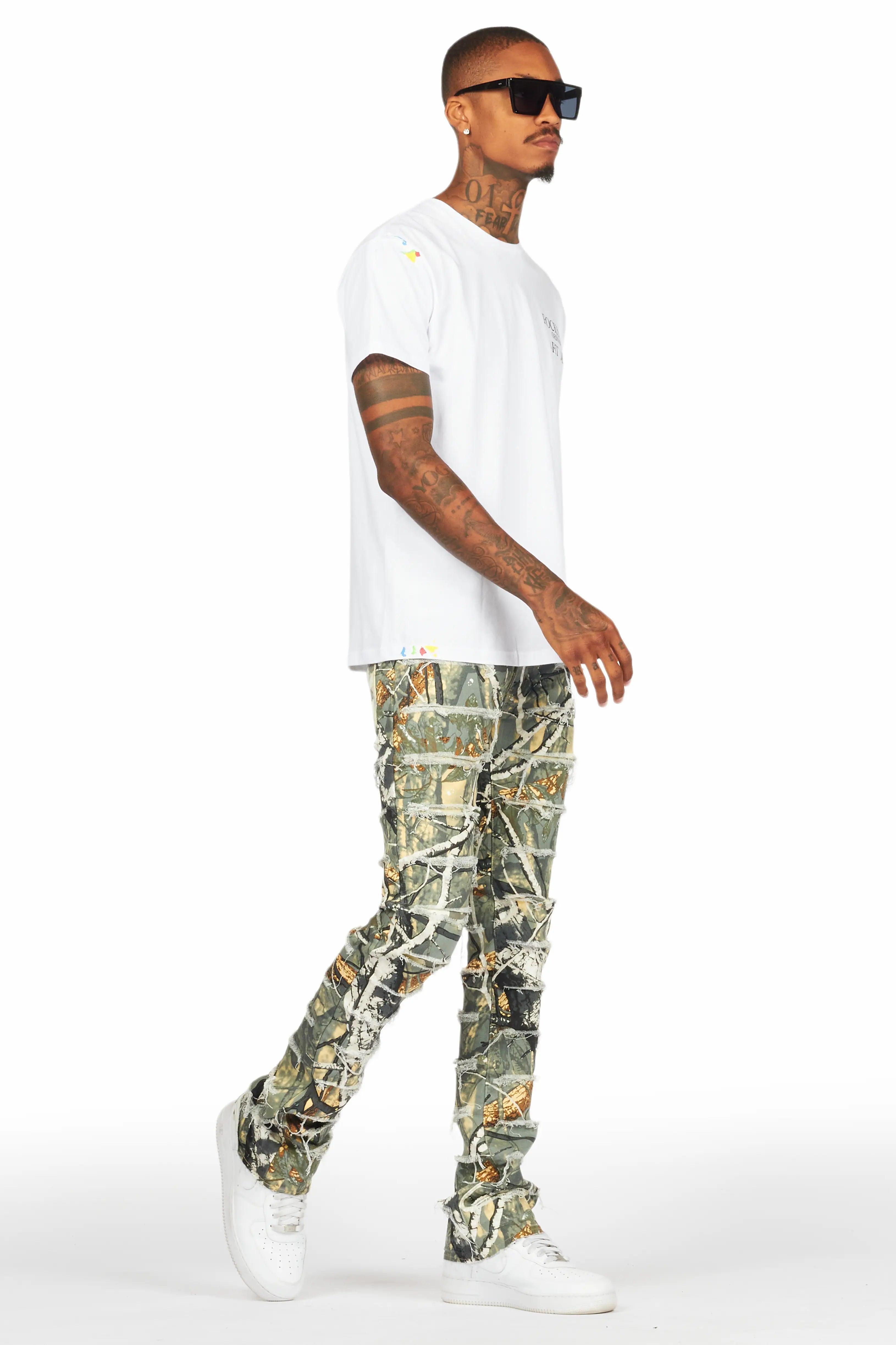 Miguelo Tree Camo Stacked Flare Jean Male Product Image