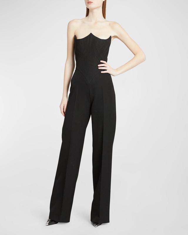 Alexander McQueen Peak Corset Strapless Wool Jumpsuit Product Image