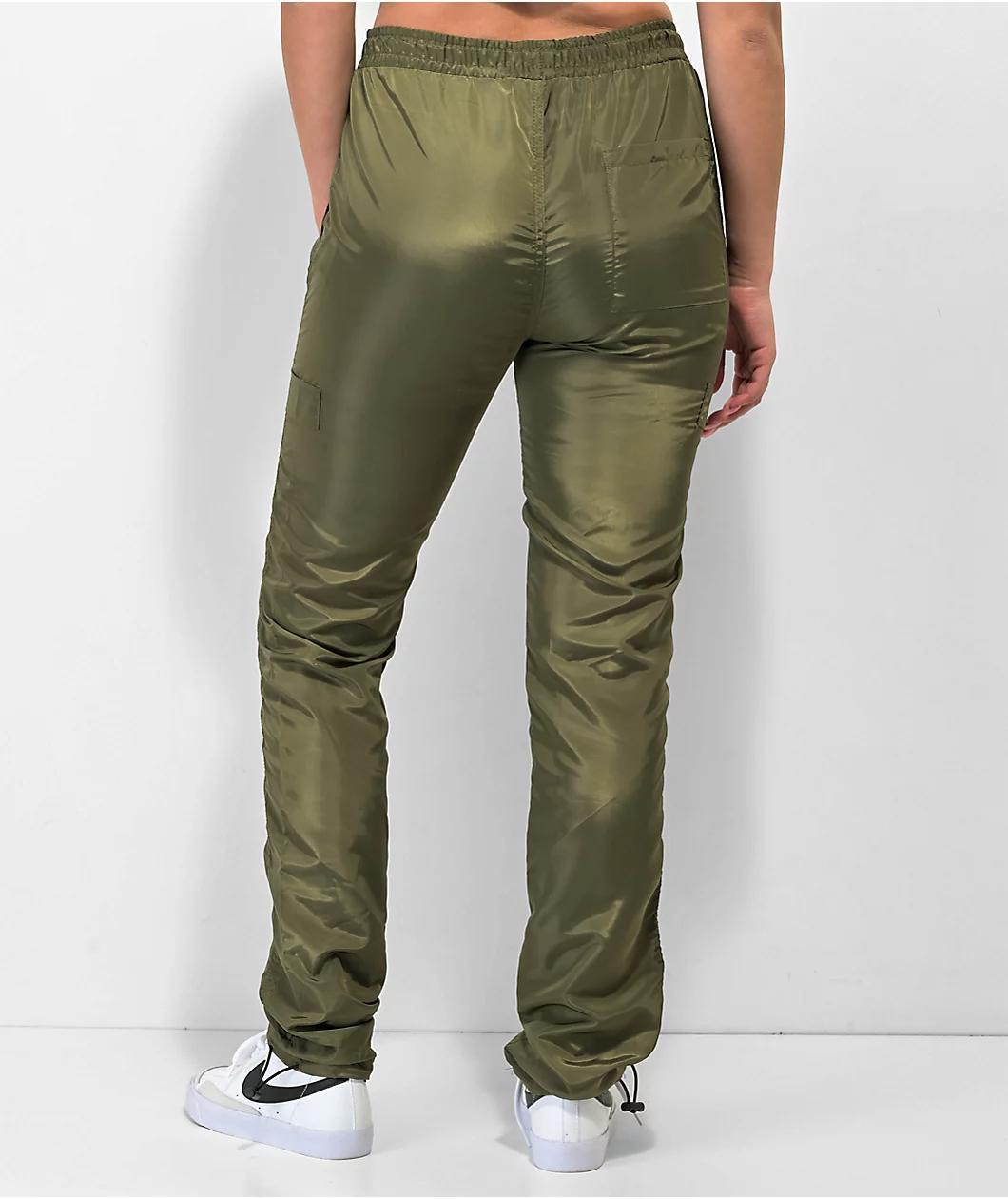 American Stitch Olive Satin Jogger Pants Product Image