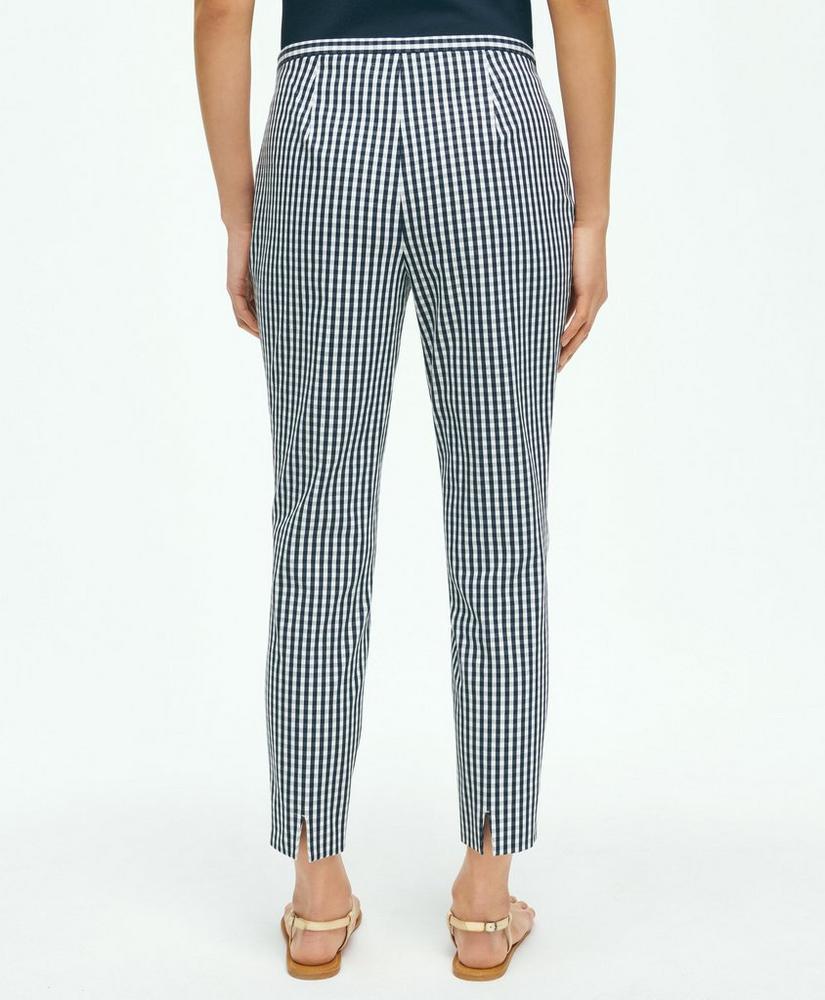 Gingham Side-Zip Pant In Bi-Stretch Cotton Twill Product Image