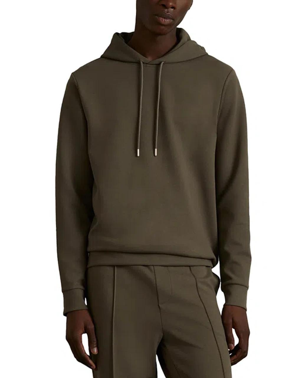 REISS Fabien Interlock Regular Fit Hoodie In Sage Green Product Image