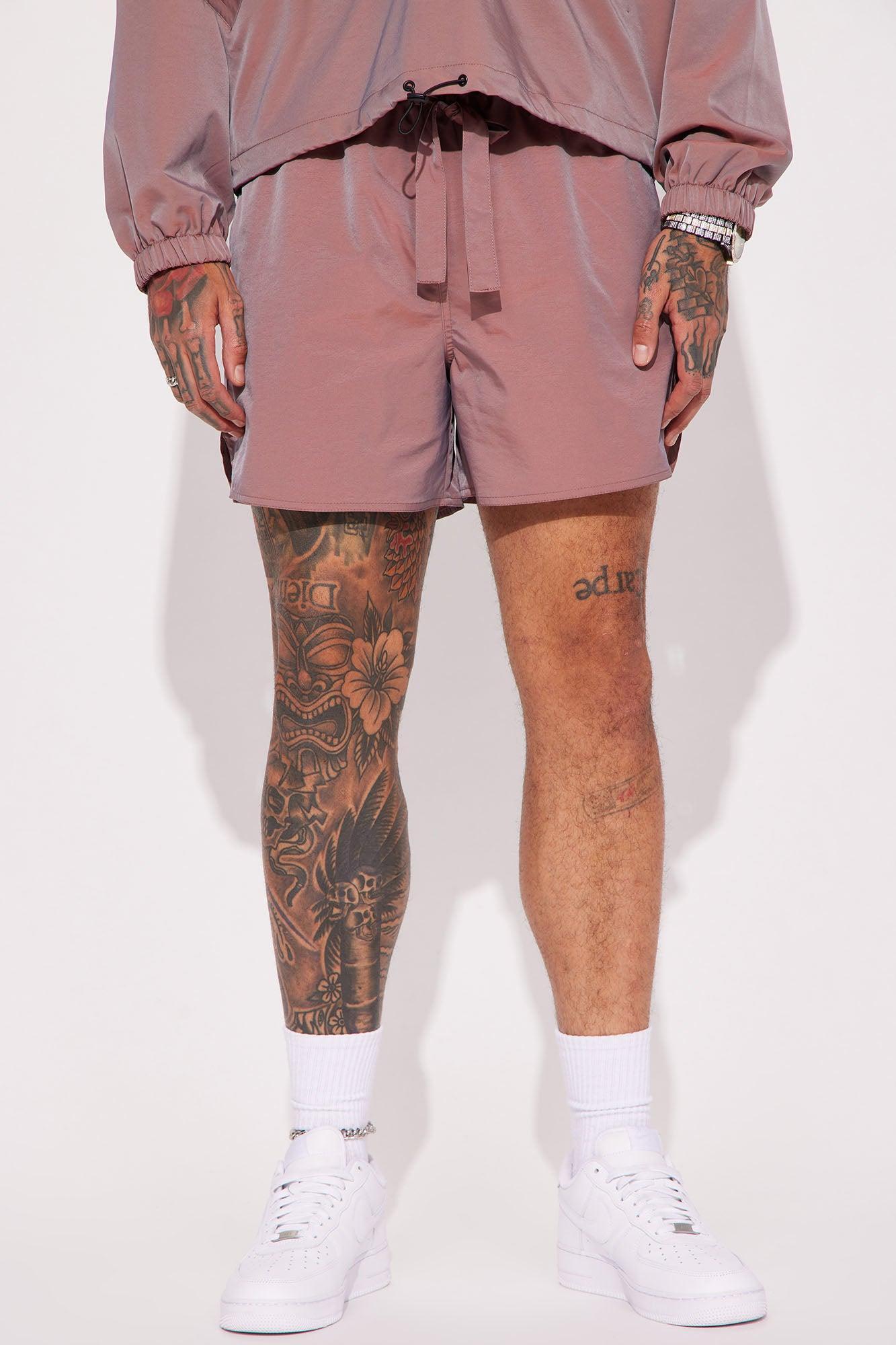 Stormy Iridescent Nylon Shorts - Mauve Product Image