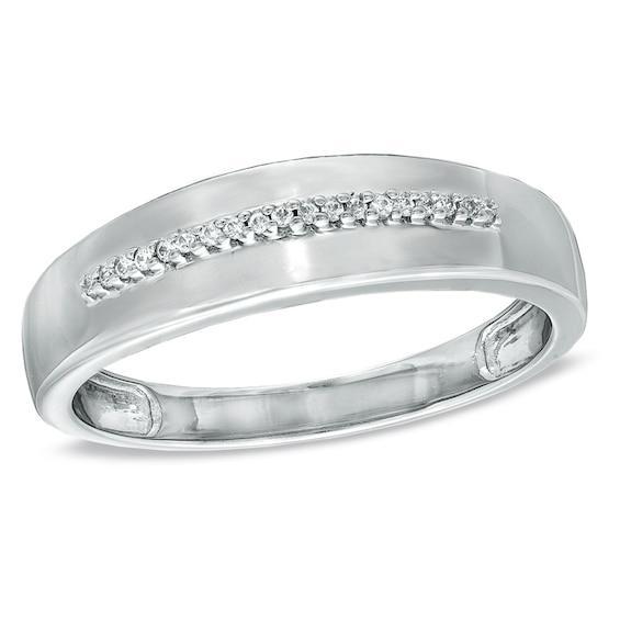 Men's Diamond Accent Wedding Band in 10K White Gold Product Image