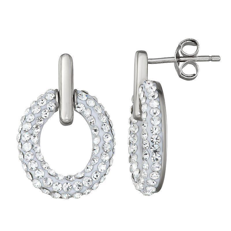 Sterling Silver Pave Crystal Doorknocker Earrings, Womens Product Image