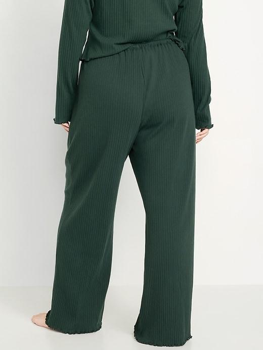 High-Waisted Ribbed Pajama Pants Product Image