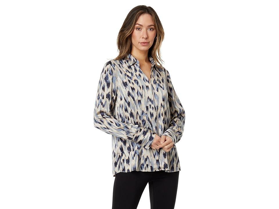 NIC+ZOE Petite Misty Ikat Shirt (Grey Multi) Women's Clothing Product Image