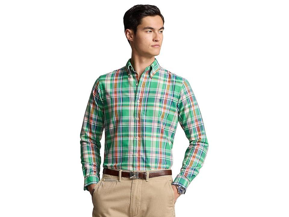 Polo Ralph Lauren Classic Fit Plaid Oxford Shirt Blue Multi) Men's Clothing Product Image