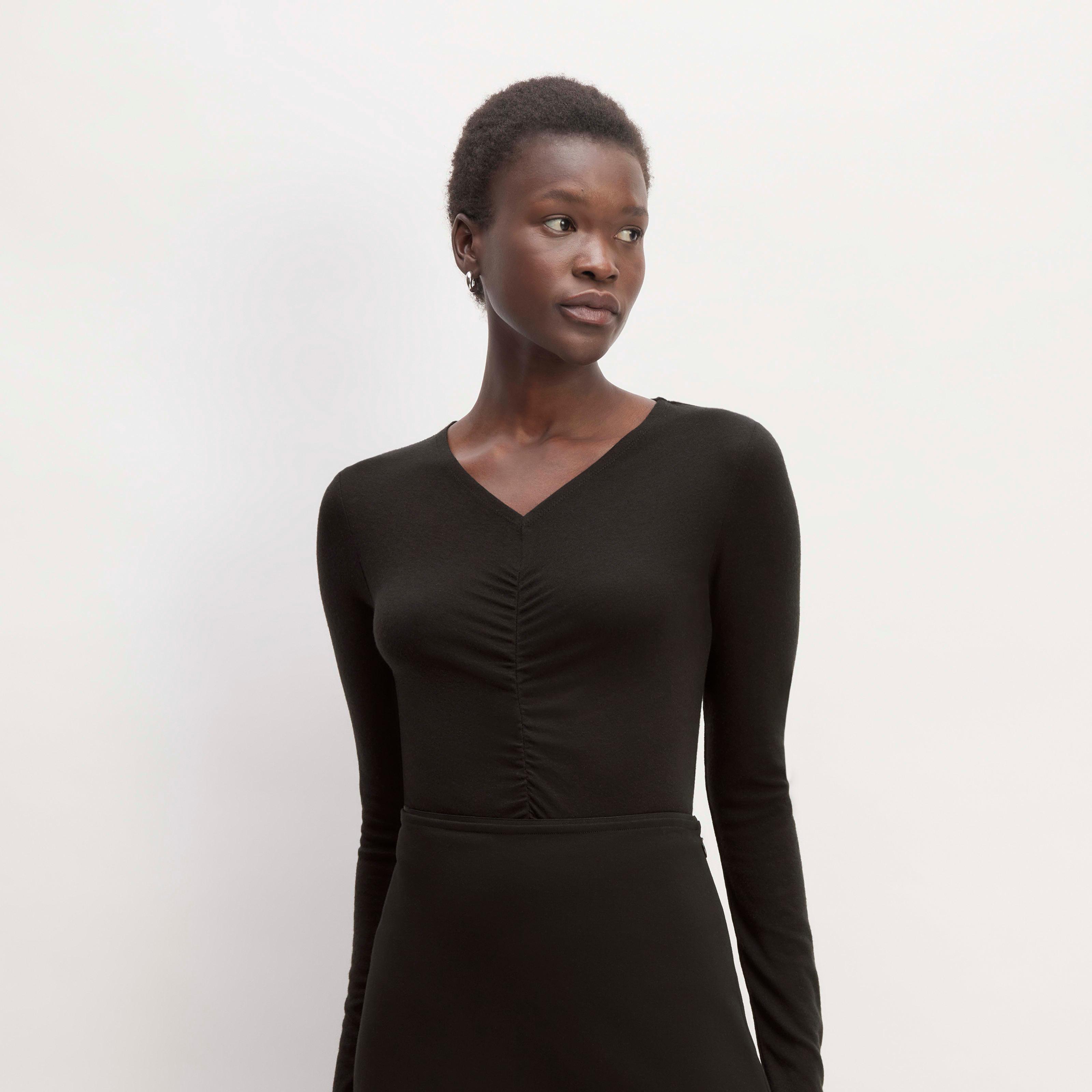 Womens Ruched V-Neck T-Shirt in Butterluxe by Everlane Product Image