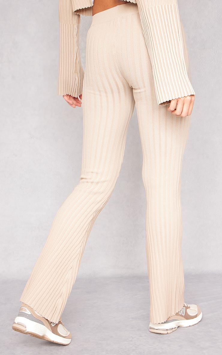 Taupe Two Tone Thick Rib Knit Leggings Product Image