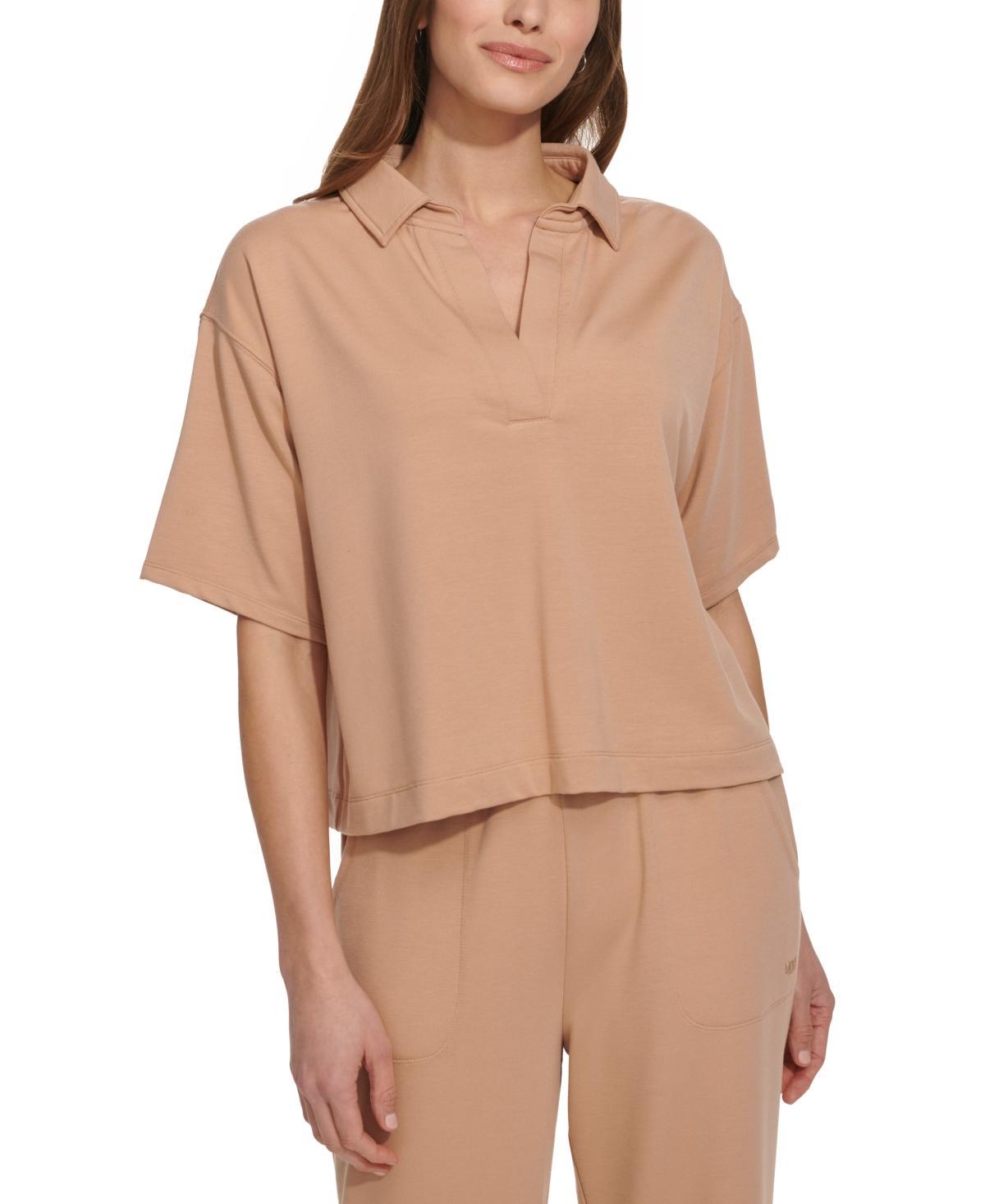 Women's Solid Johnny Collar Split-Neck Top Product Image