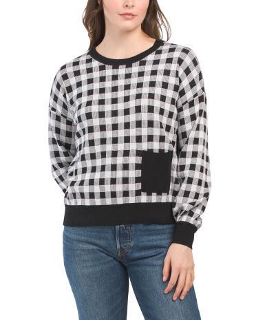 Pima Cotton Gingham Sweater for Women Product Image