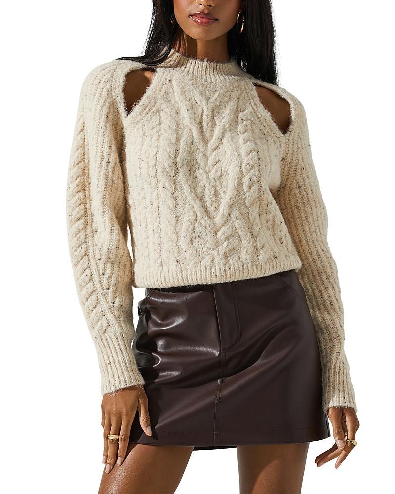 Womens Natalie Cable-Knit Cold-Shoulder Sweater Product Image