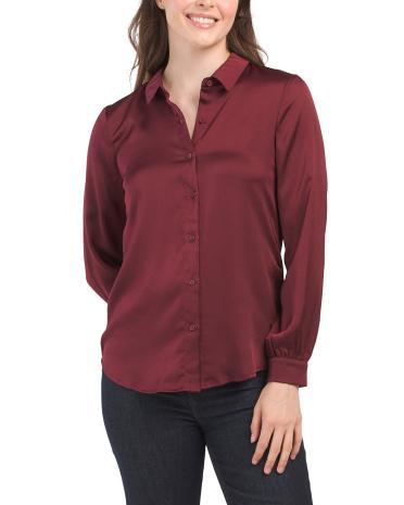 Long Sleeve Satin Shirt For Women Product Image