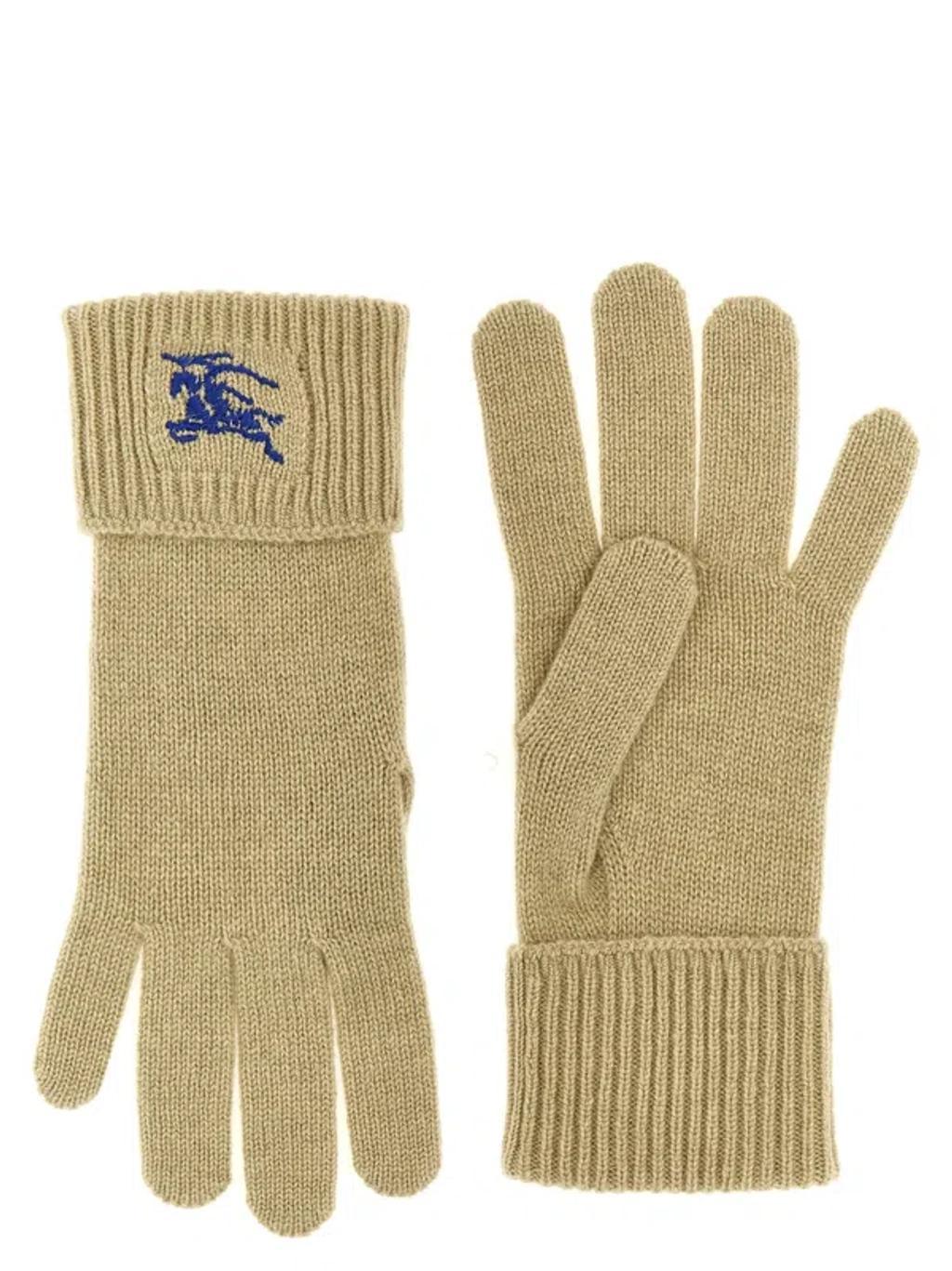 BURBERRY Equestrian Knight Design Gloves In Green Product Image